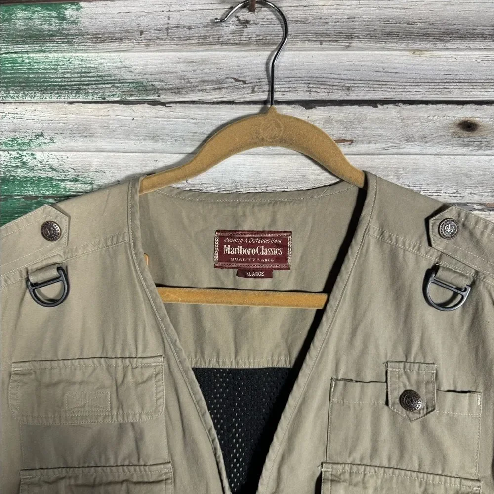 Vintage Marlboro Classics Plaid Lined Fishing Vest